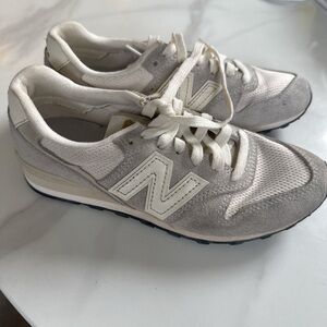 New Balance Cream and Gray Athletic Shoes
